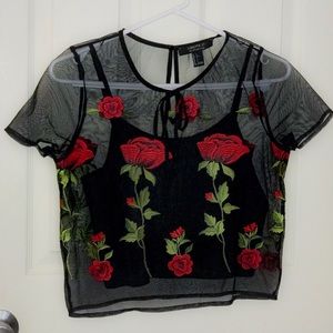 ✰ Forever 21 Sheer Floral Crop Top ✰